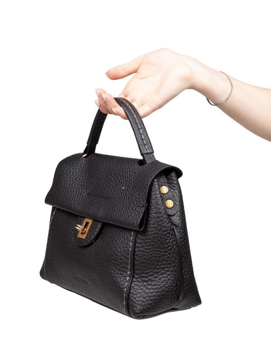 Visona 21570 Black Leather Handbag