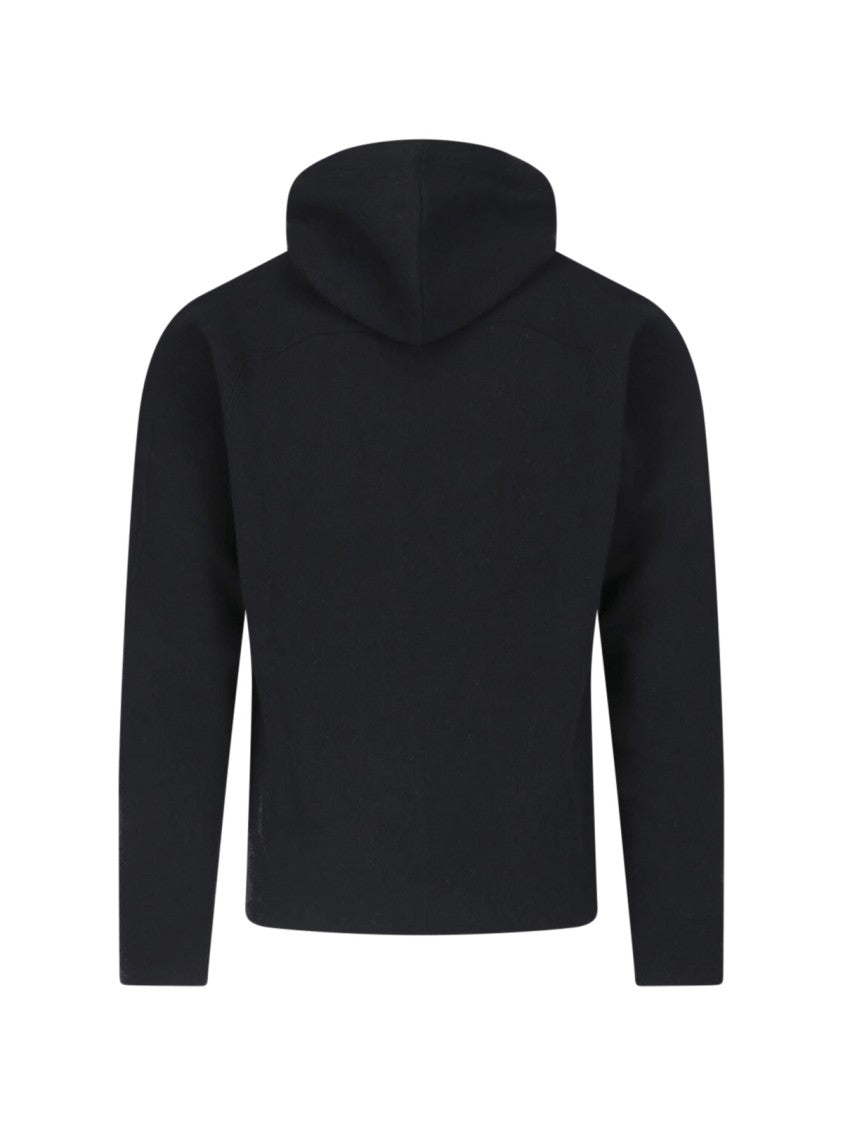 C.P. Company Black Wool-Blend Logo Hoodie