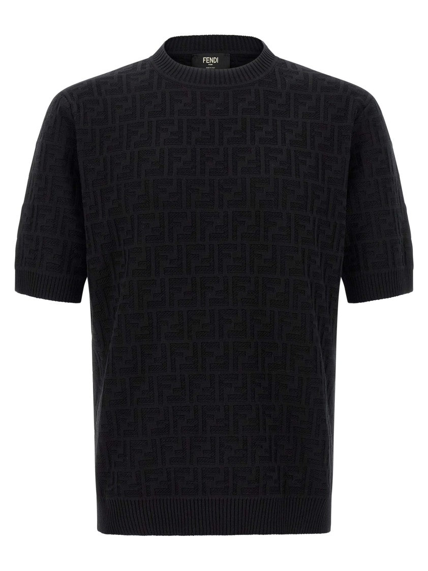 Fendi Ff Logo Patterned Cotton Yarn Sweater