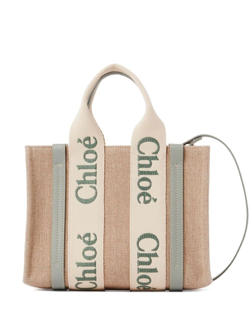 Chloé Small Woody Tote Bag In Linen