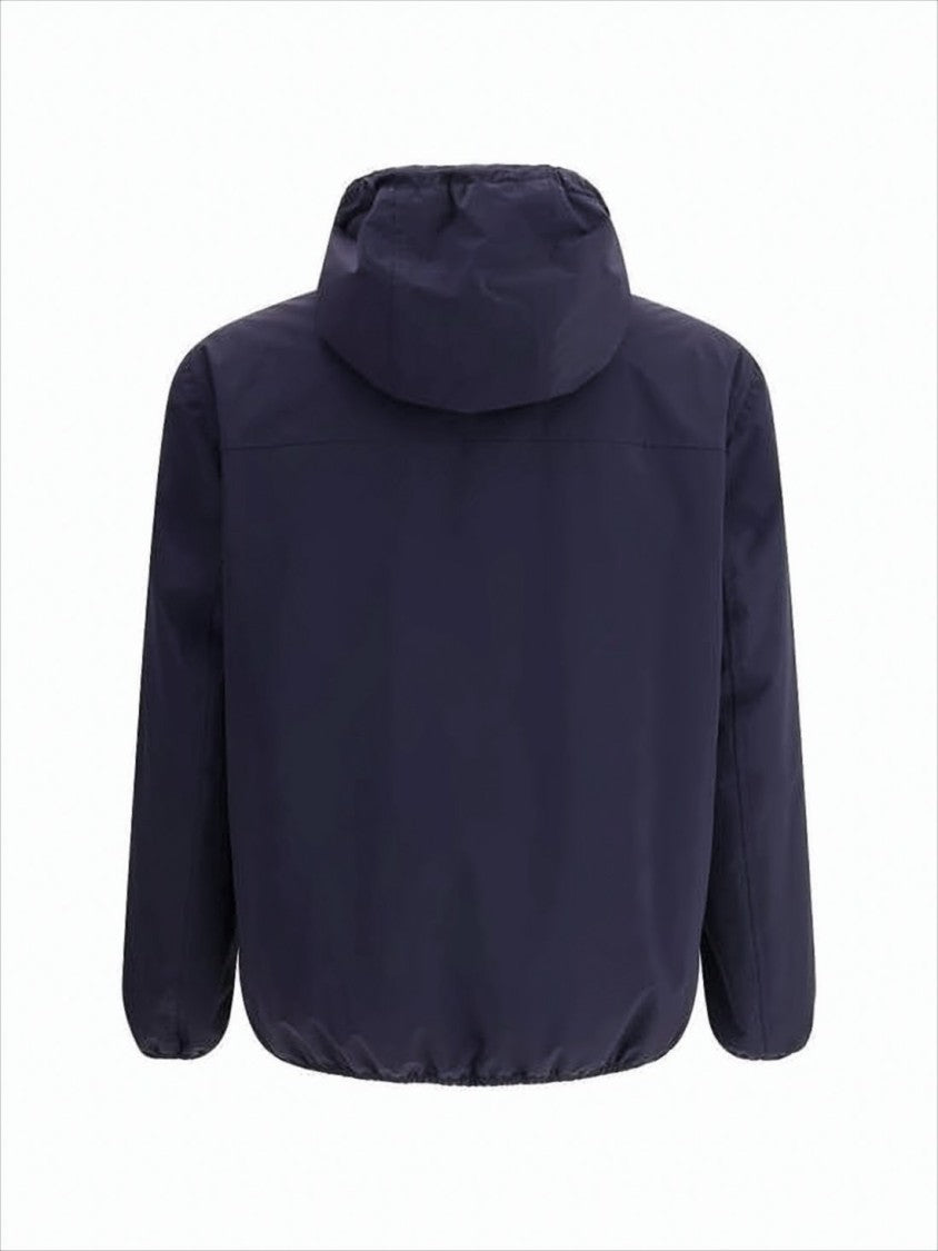 Brunello Cucinelli Hooded Blue Lightweight Jacket With Minimalist Design