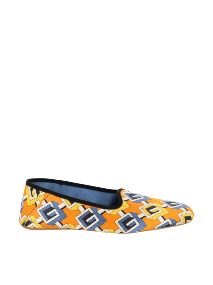 Gucci Geometric G Print Satin Voyage Slippers