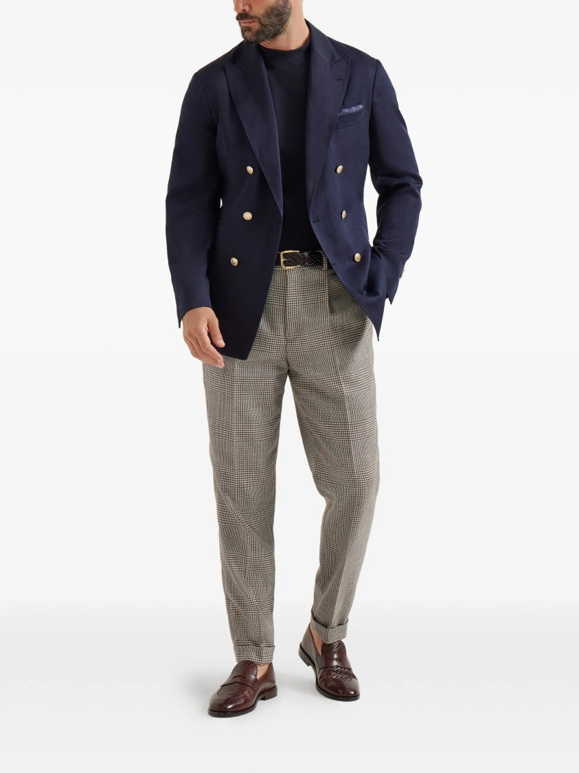Brunello Cucinelli Double-Breasted Structured Virgin Wool Blazer