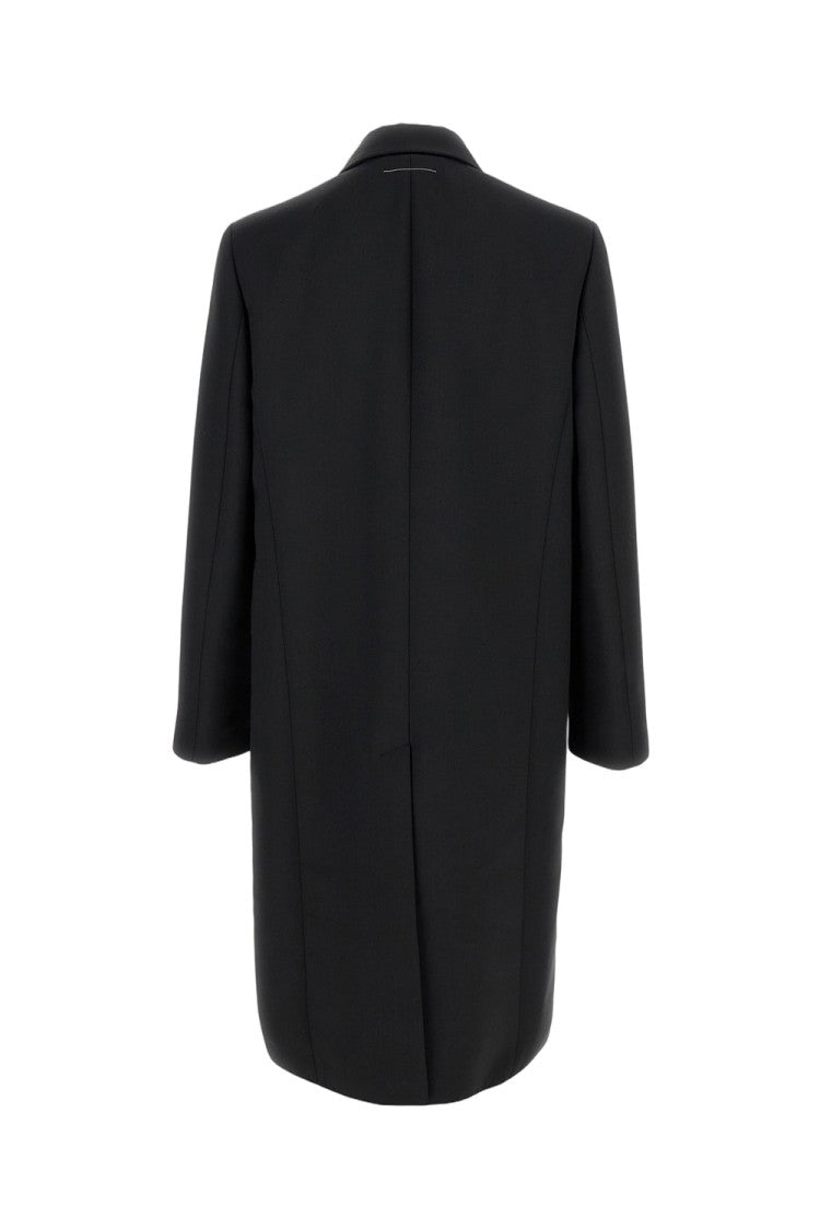 Mm6 By Maison Margiela Black Tailored Coat With Classic Collar