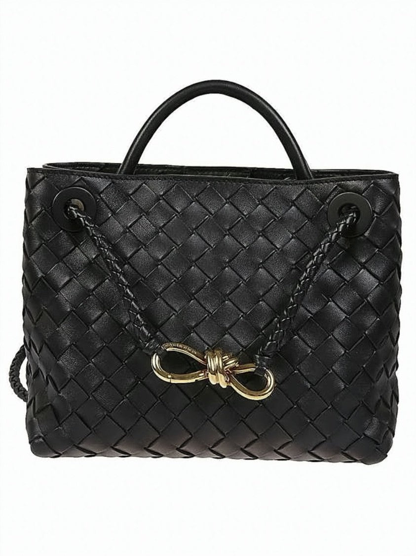 Bottega Veneta Woven Lambskin Leather Small Tote Bag With Bow Clasp