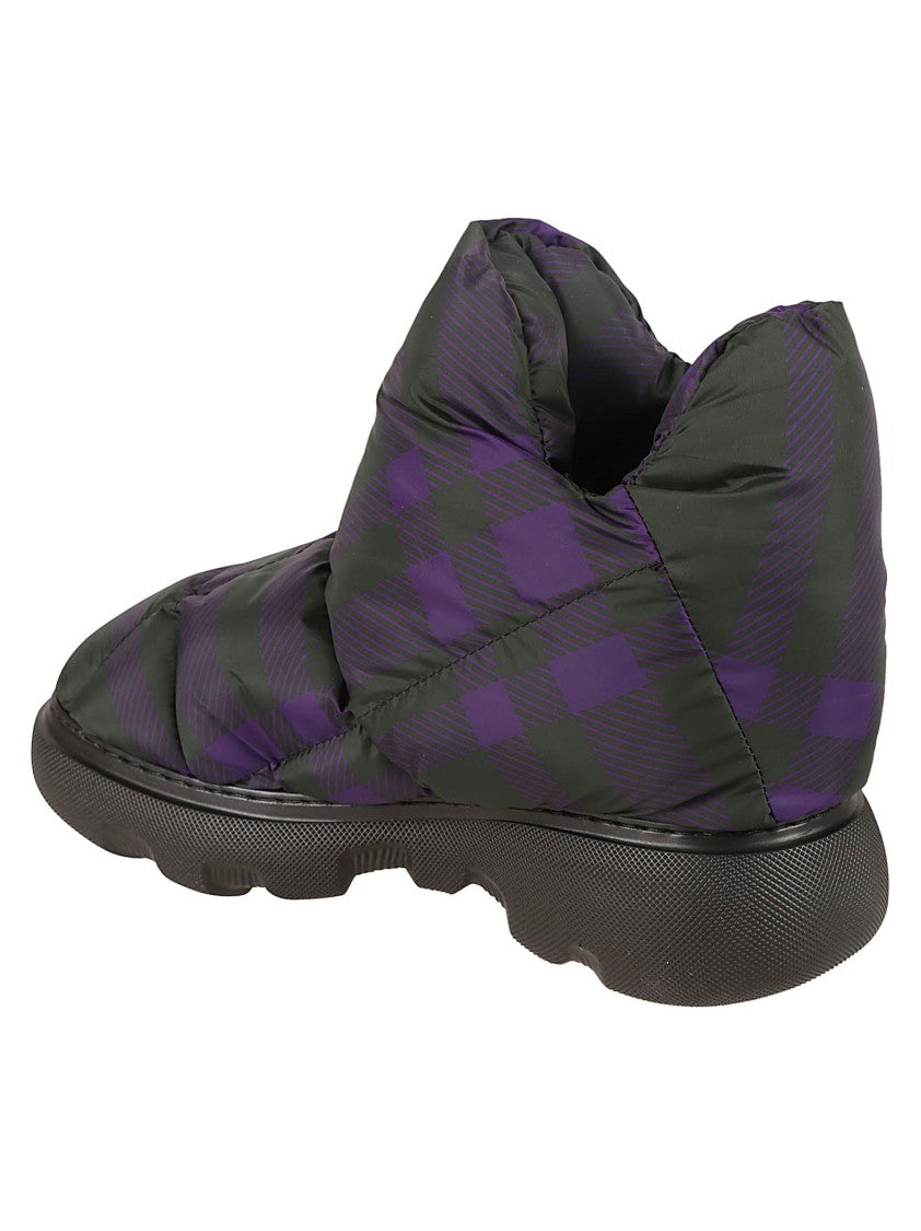 Burberry Puffy Checkered Boots With Rounded Silhouette