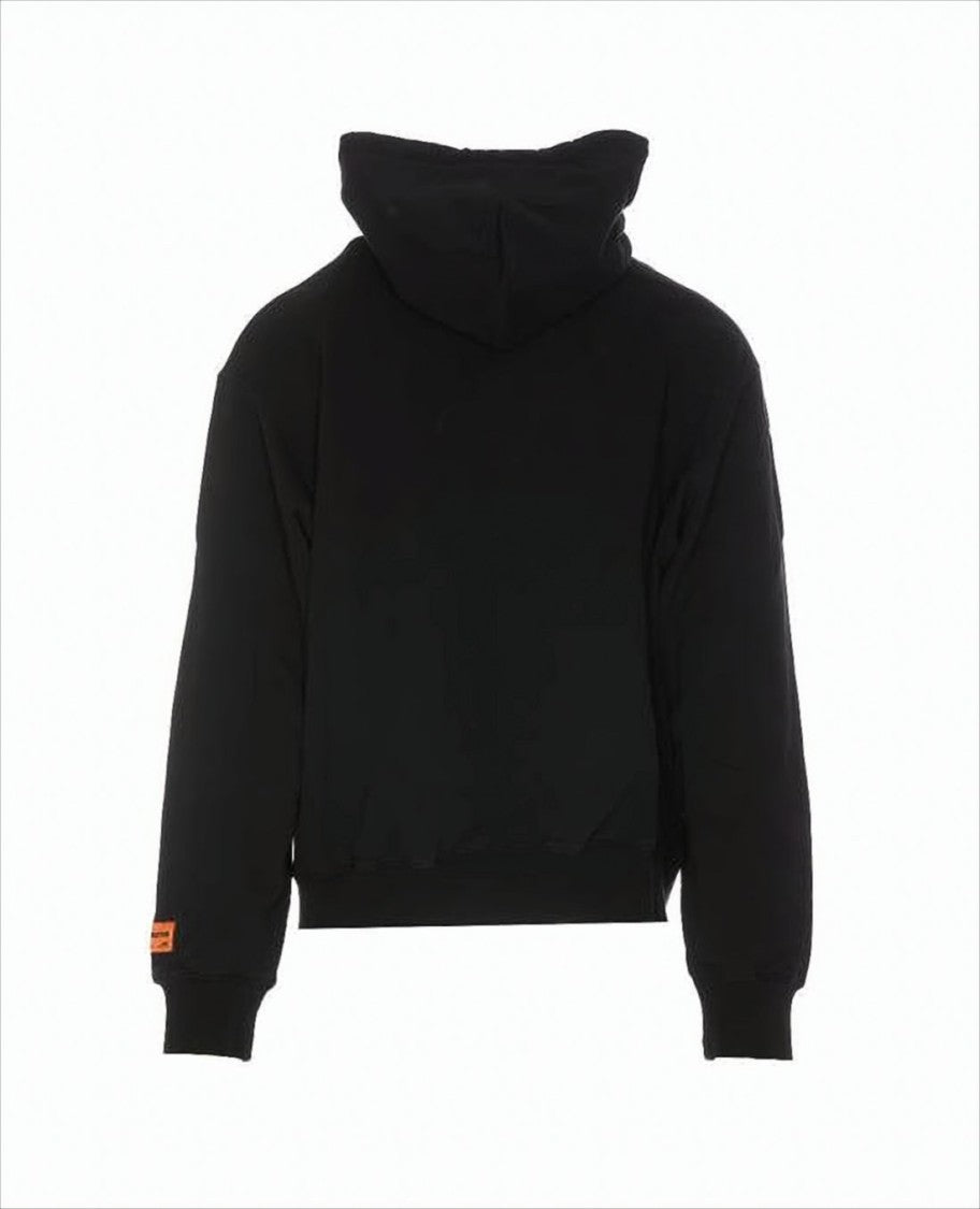 Heron Preston Black Hoodie With Bold Logo And Unique Sleeve Detail
