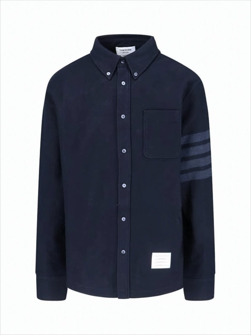 Thom Browne Striking Long-Sleeve Button-Down Shirt With Structured Silhouette