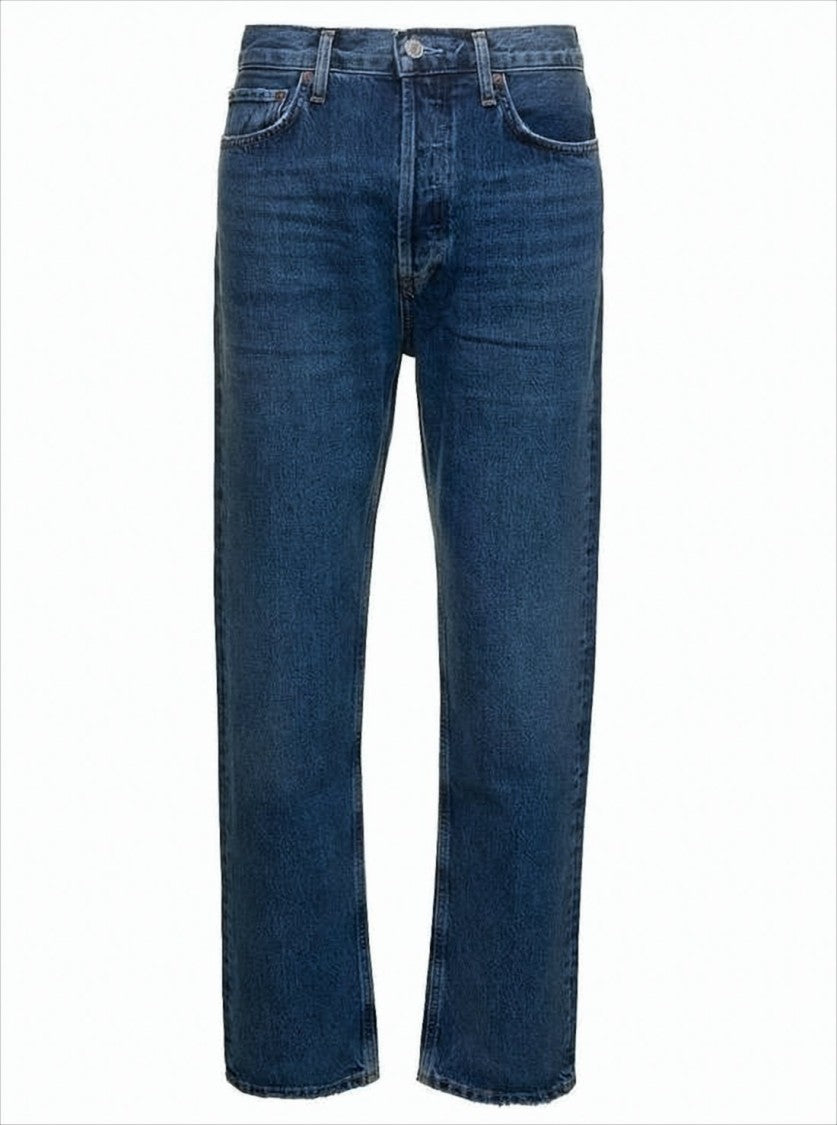 Agolde Classic Straight-Leg Indigo Denim Pants With Five-Pocket Design