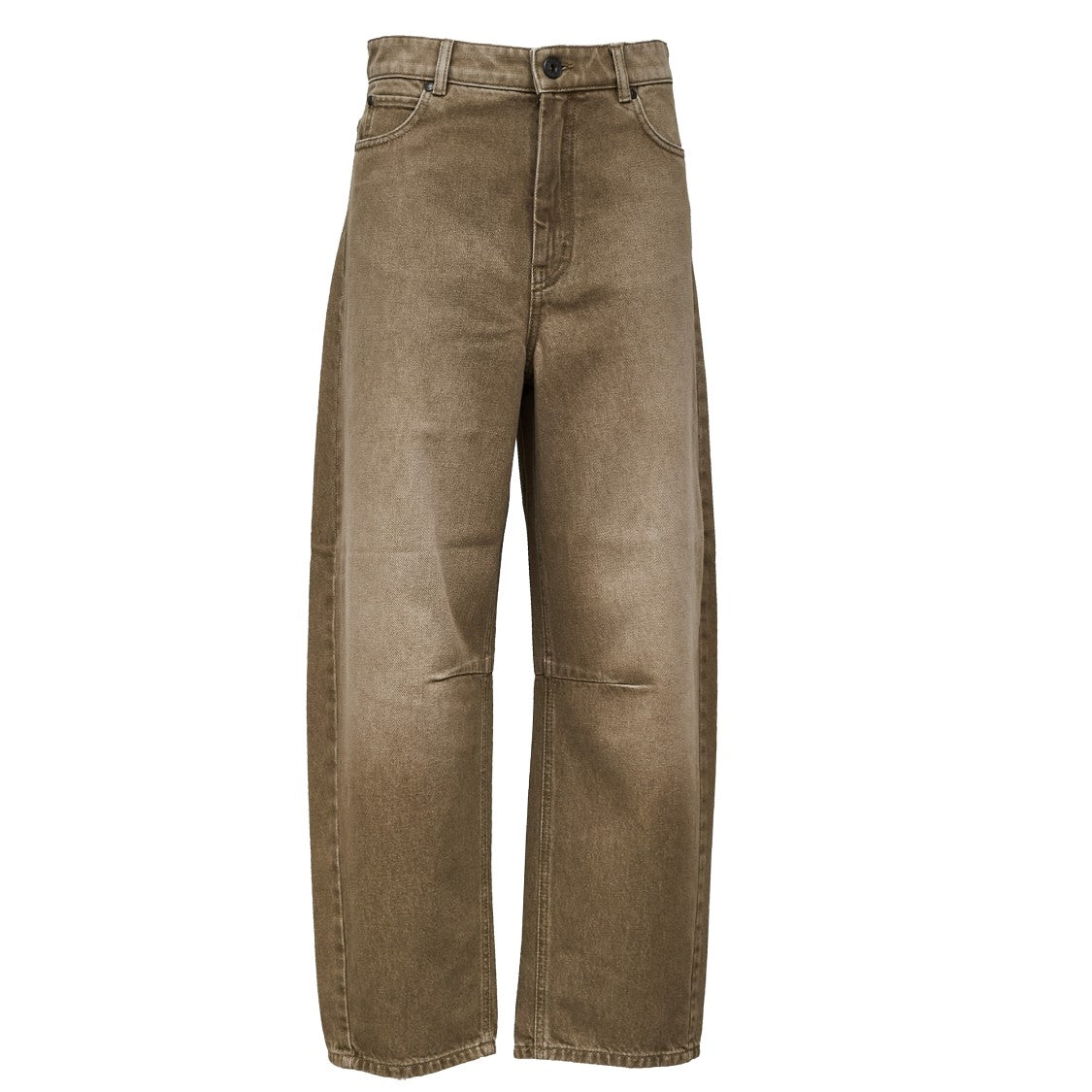Max Mara Beige Washed High-Waisted Patch Pocket Jeans