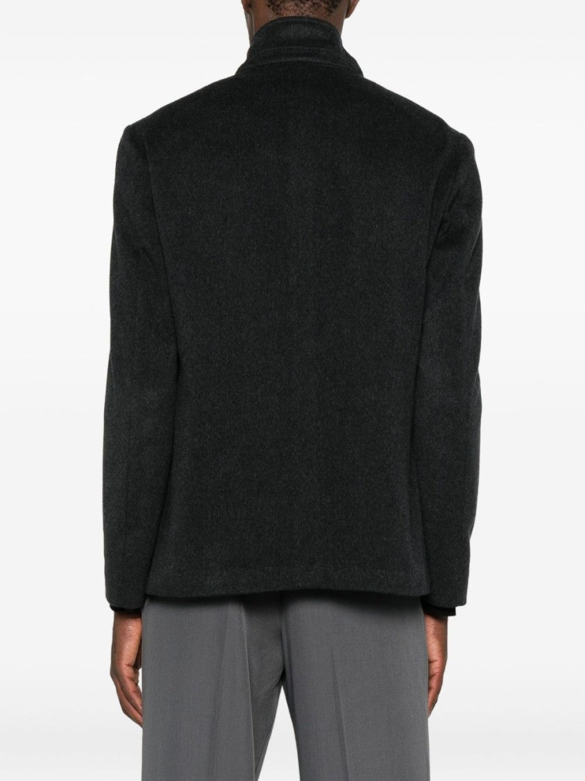 Corneliani Minimalist Grey Jacket With High Collar