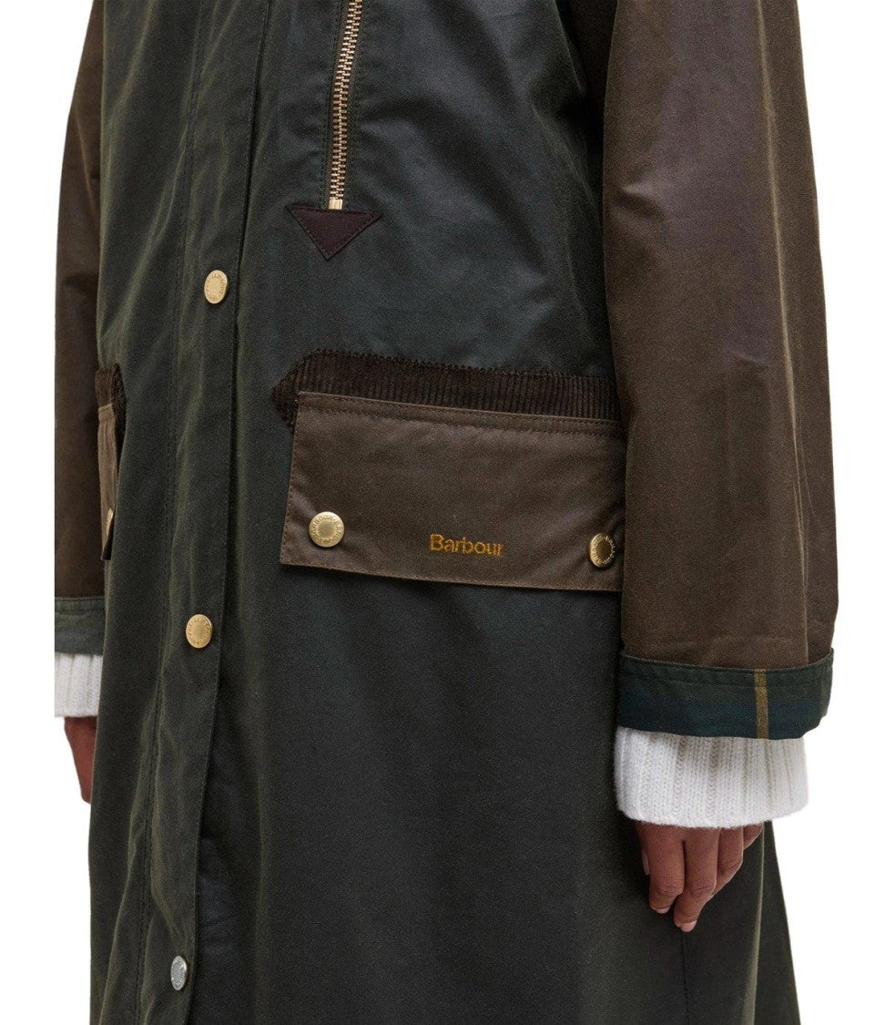 Barbour Evette Wax Green Long Jacket