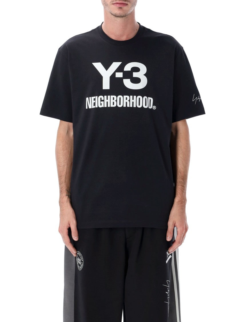 Y-3 X Neighborhood Y-3 Nbhd Oversized Black Cotton Logo T-Shirt