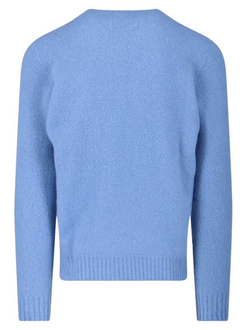 Drumohr Light Blue Crewneck Textured Knit Sweater