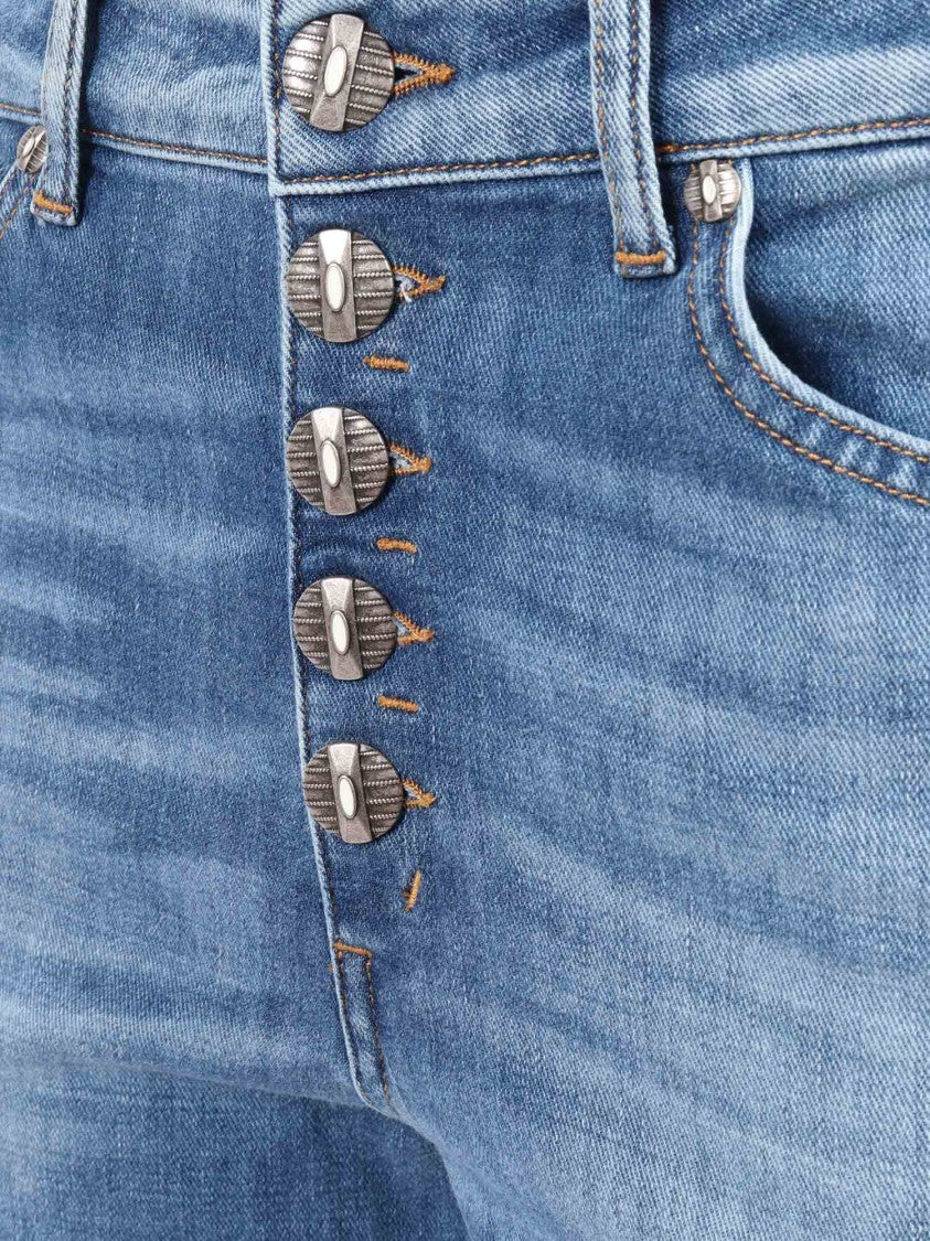 Dondup High-Waisted Light Wash Jeans With Rolled Cuffs