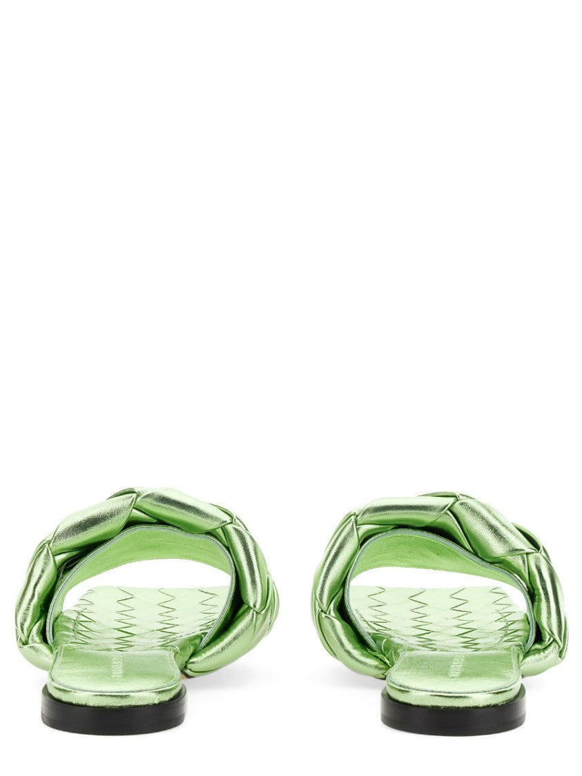 Bottega Veneta Intricate Woven Leather Flat Sandal With Minimalist Appeal