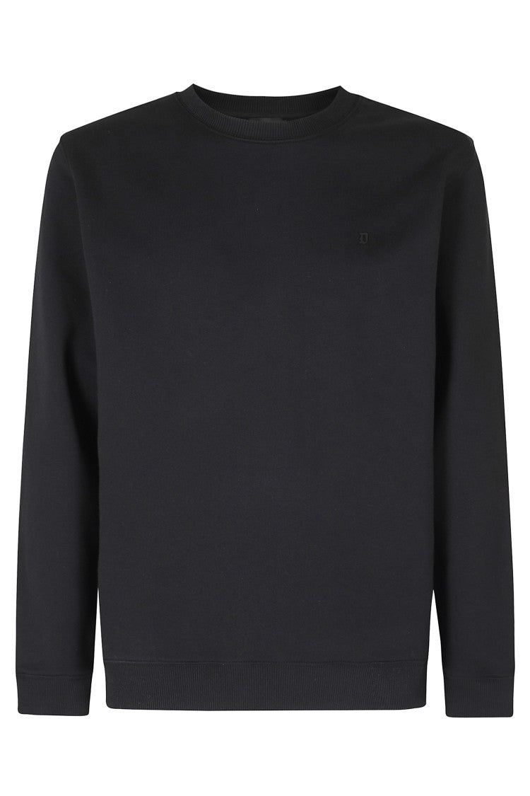 Dondup Black Logo Patch Fleece-Lined Cotton Sweatshirt