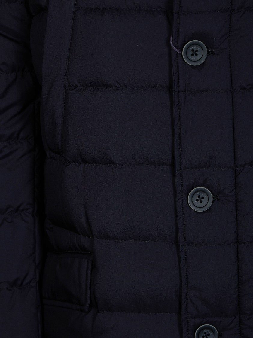 Herno Quilted Button Stand-Up Collar Down Jacket