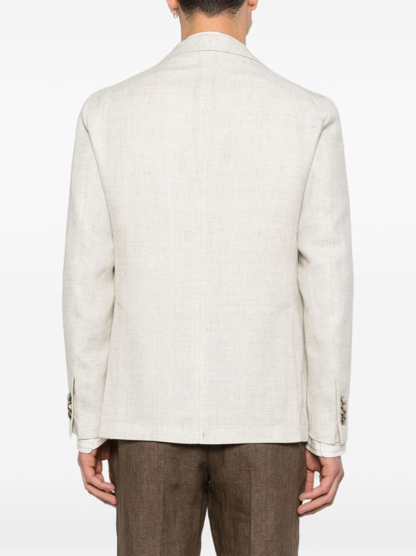 Tagliatore Beige Linen Wool Blend Blazer