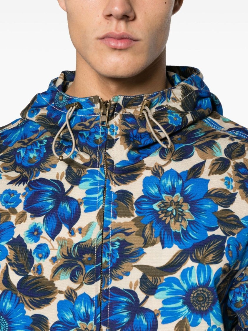Moschino Cobalt Blue Floral Print Casual Jacket