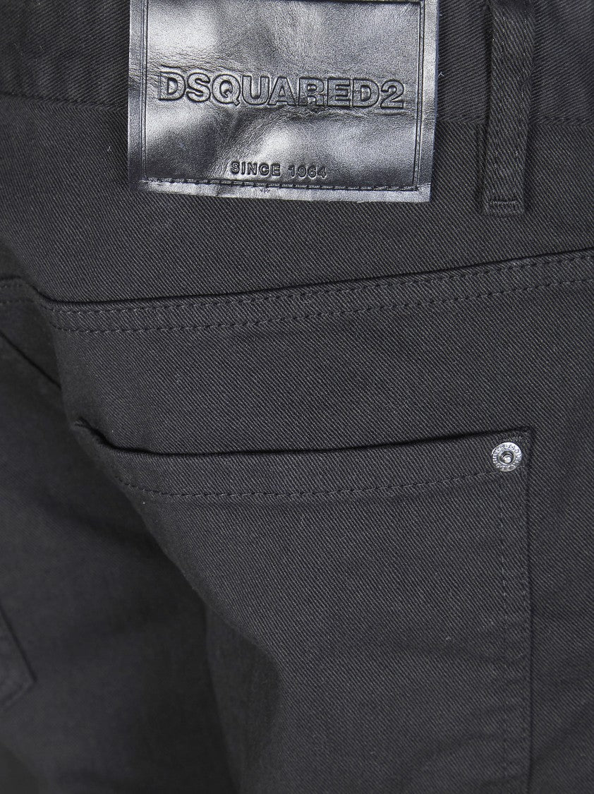 Dsquared2 Black Skater Tapered Leather Patch Jeans