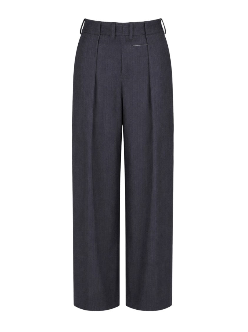 Mm6 By Maison Margiela Black High-Waisted Straight-Leg Virgin Wool-Blend Formal Pants