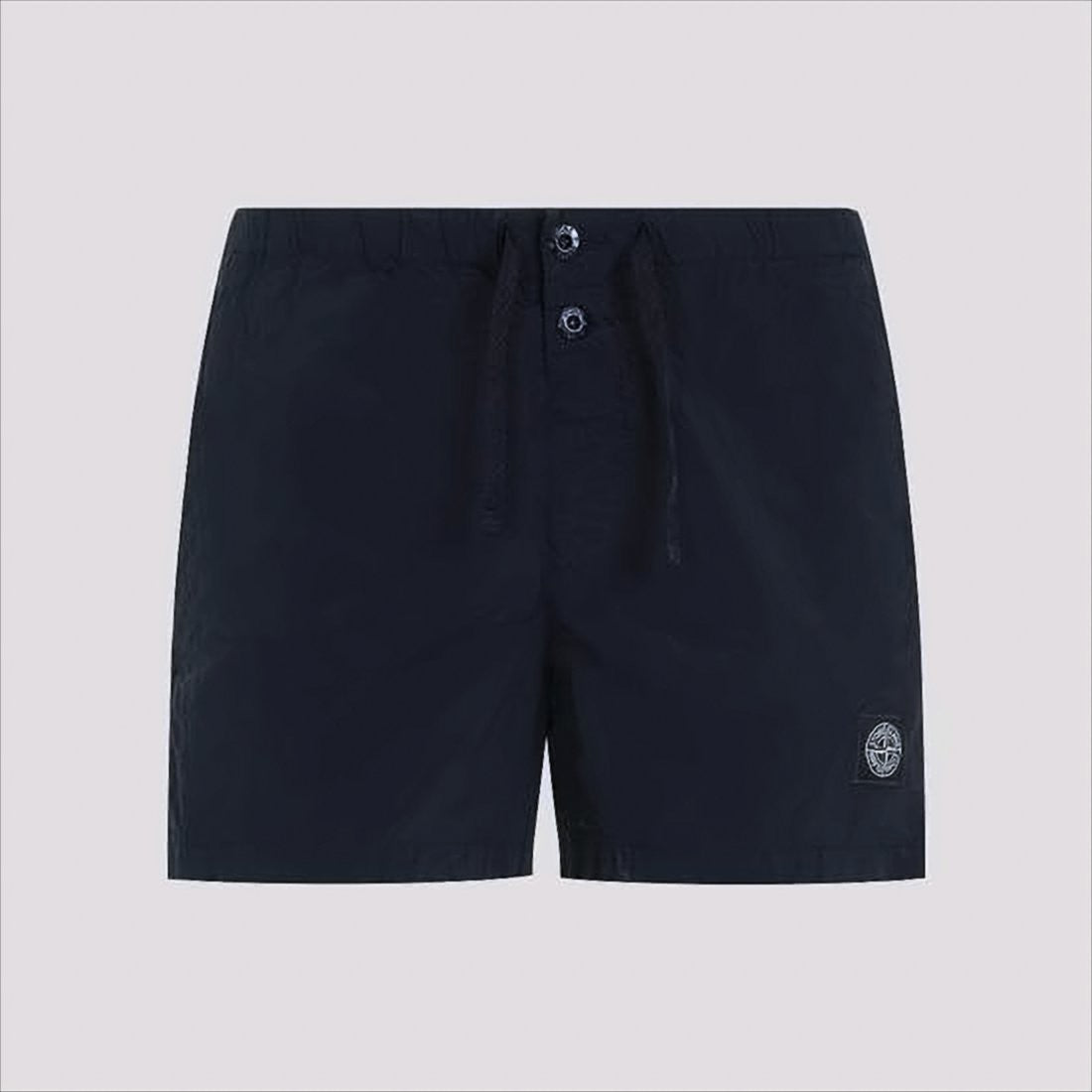 Stone Island Blue Swim Shorts With Button