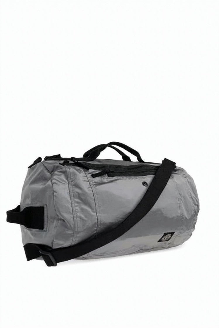 Stone Island Grey Cylindrical Coated Nylon Duffle Bag