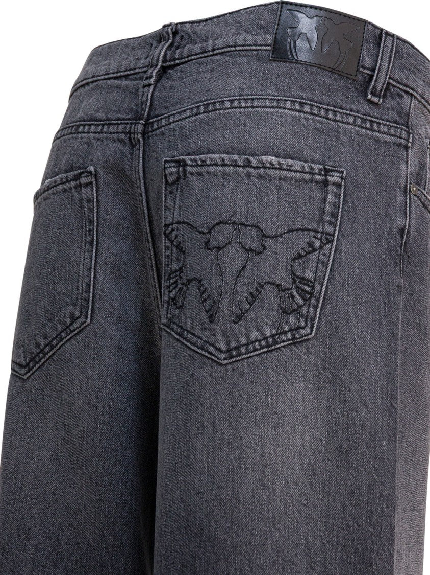 Pinko Balloon-Fit Grey Jeans With Subtle Whiskering