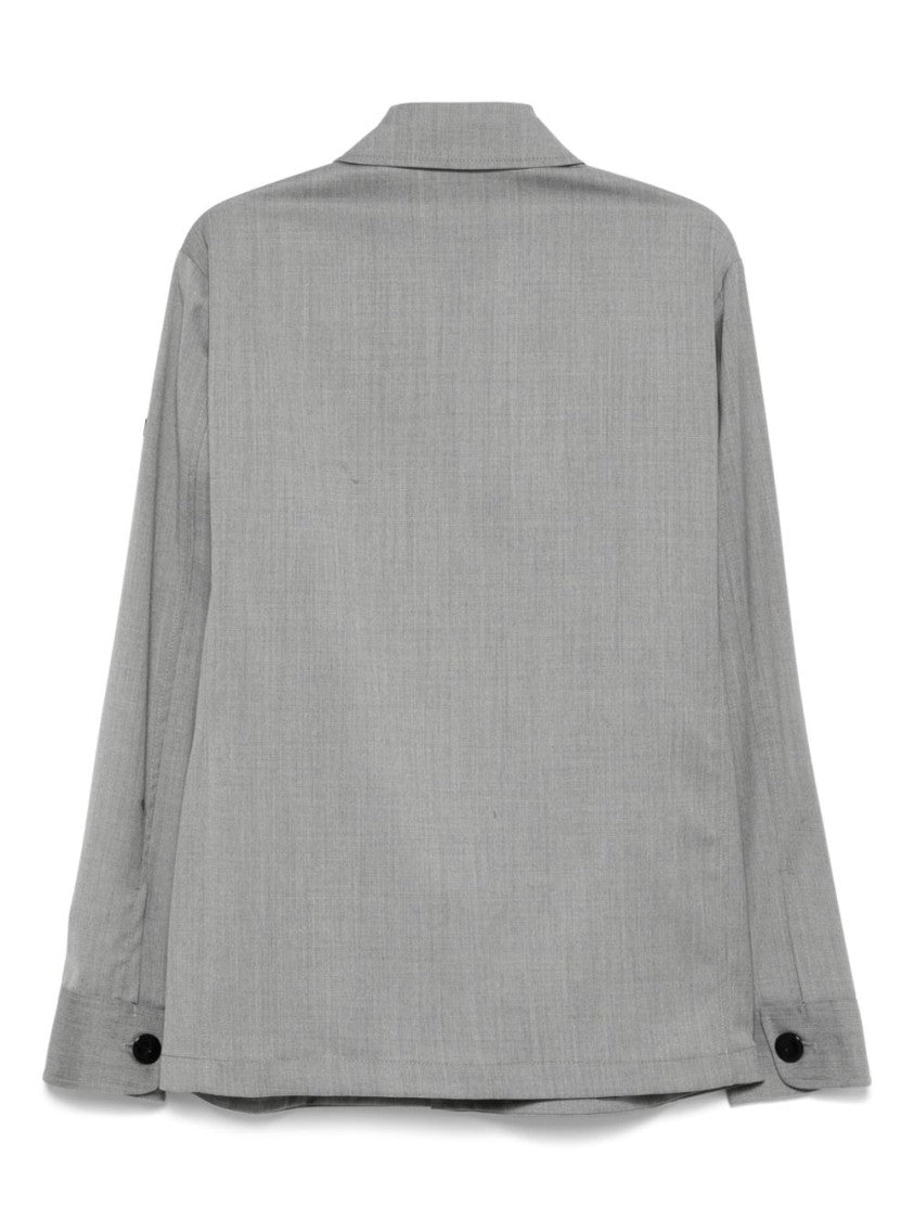 Pmds Medium Grey Button-Up Shirt Jacket With Flap Pockets