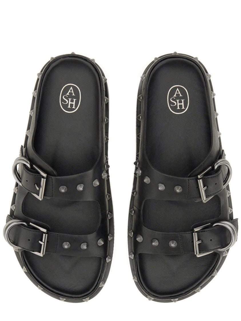 Ash Black Calf Leather "Urus" Sandals