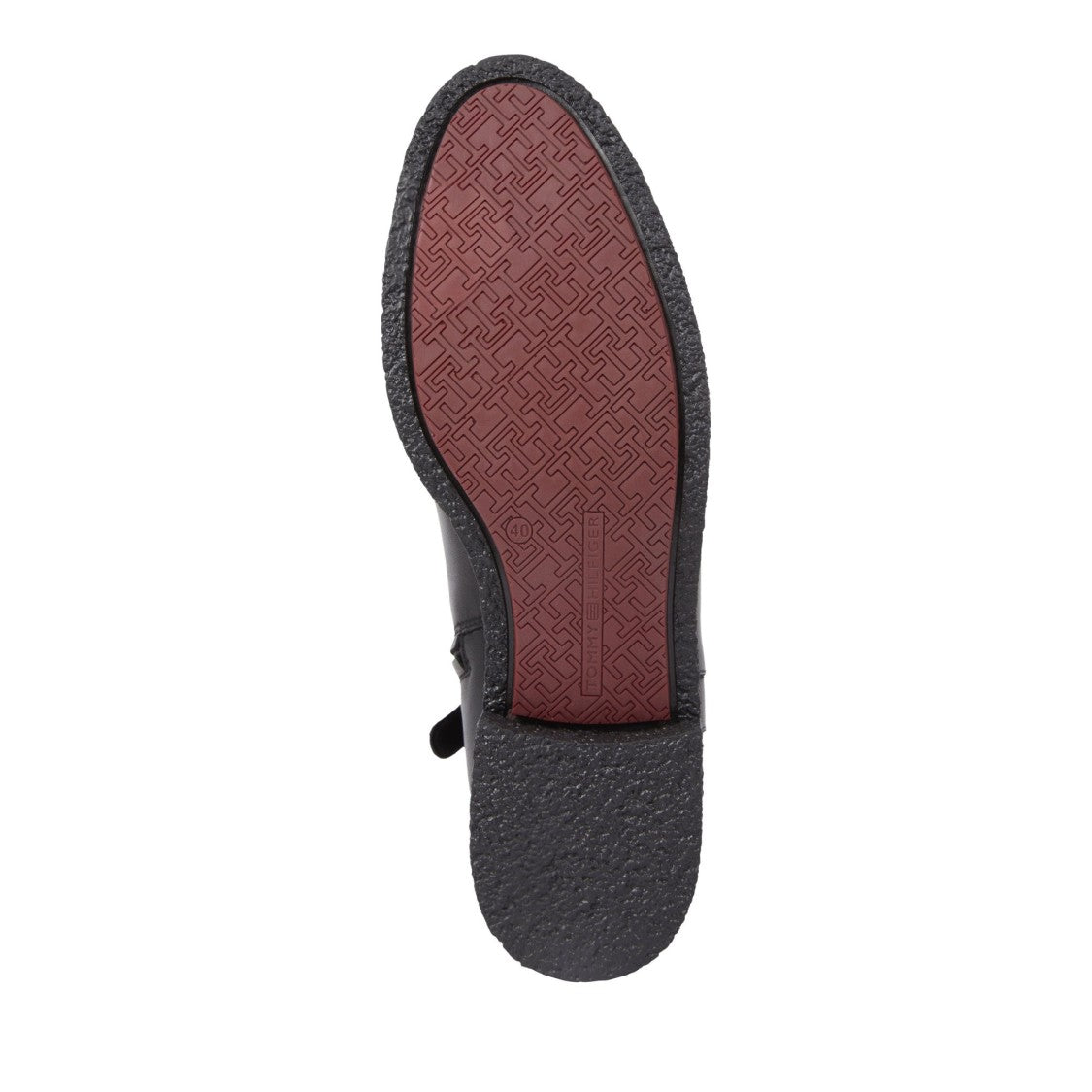 Tommy Hilfiger Black Leather Crepe Textured Sole Boots