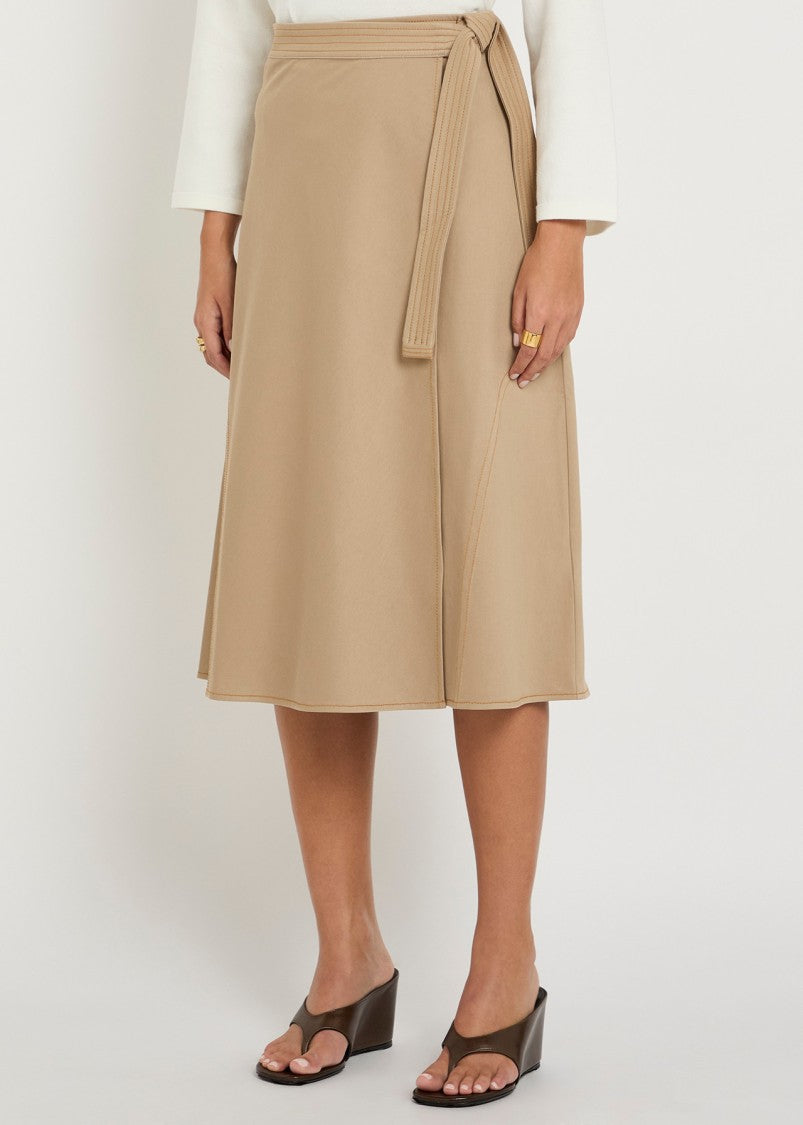 Max Mara Knee-Length A-Line Skirt With Stitched Belt Tie
