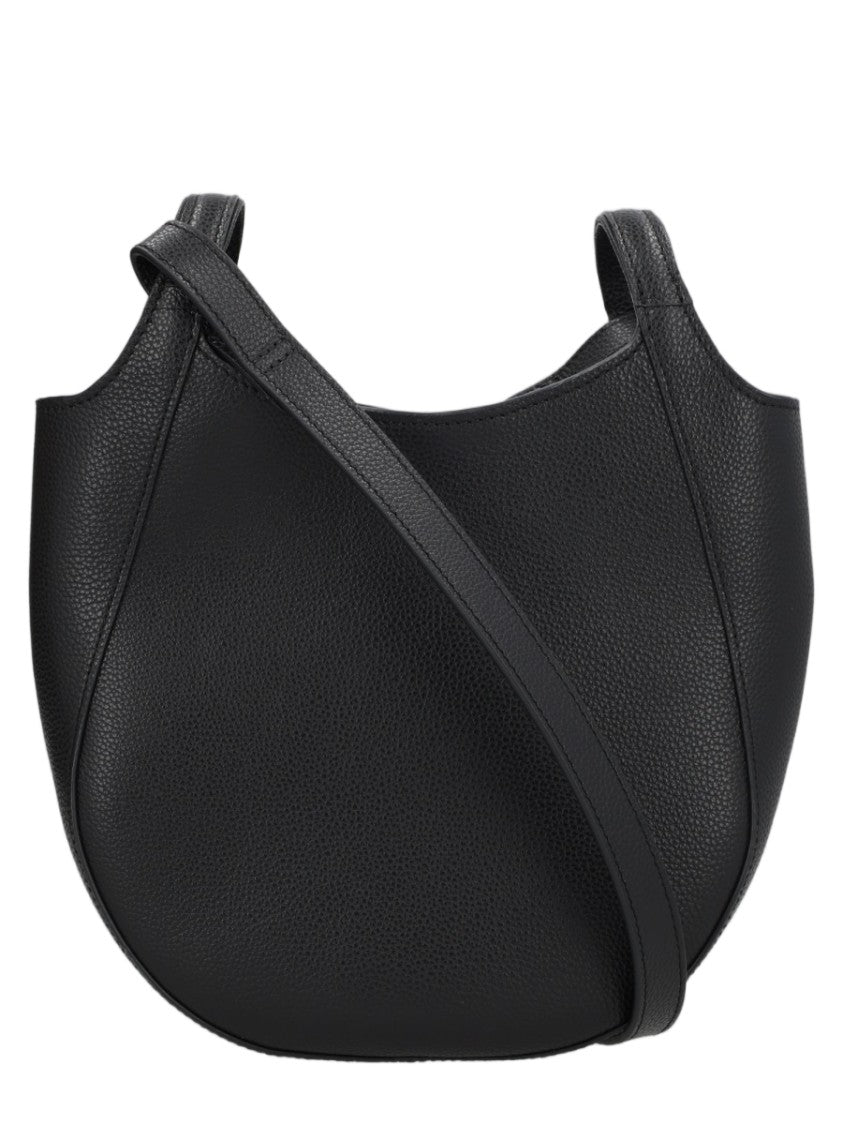 Longchamp Crescent-Shaped Leather Crossbody Bag With Gold-Tone Buckle