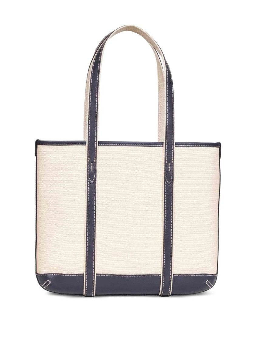 Polo Ralph Lauren Black Structured Tote Leather Trims Bag