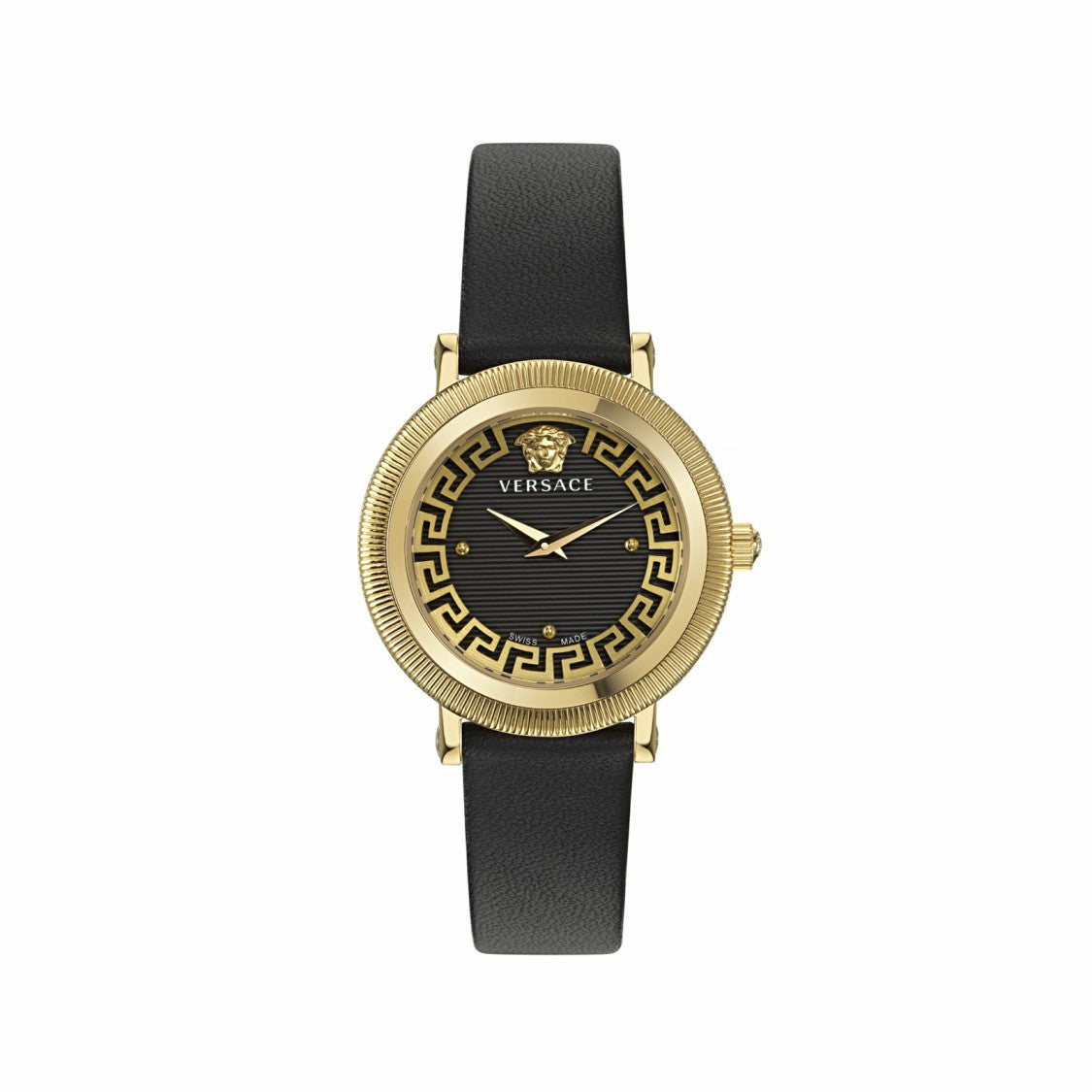 Versace Gold-Tone Versace Watch With Black Dial And Greca Flourish Design