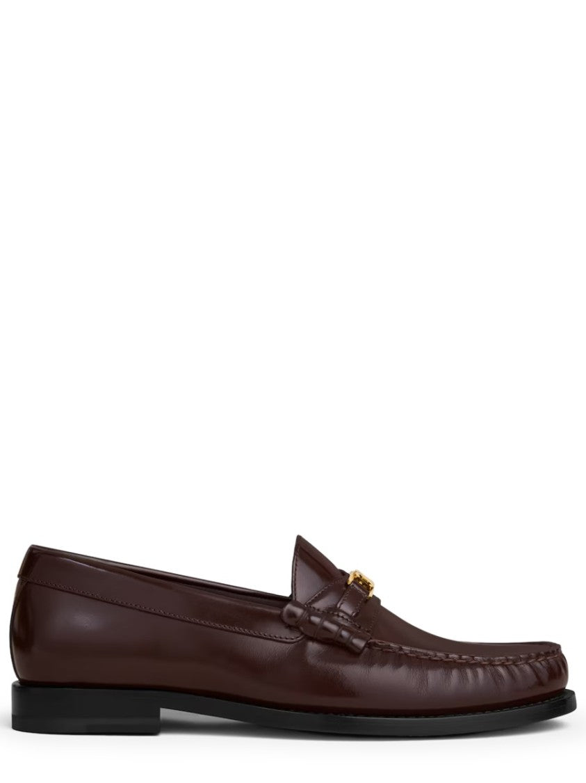 Celine Black Triomphe Luco Bull Leather Loafers