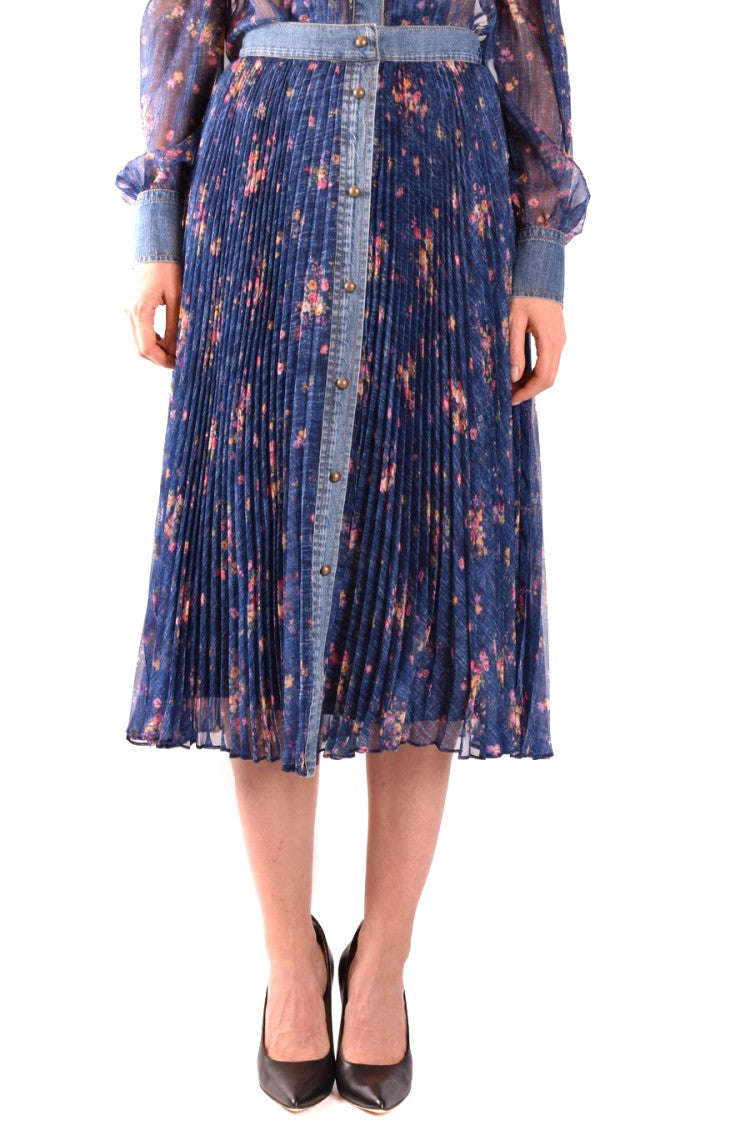 Philosophy Di Lorenzo Serafini Pleated Midi Skirt With Multicolor Floral Print