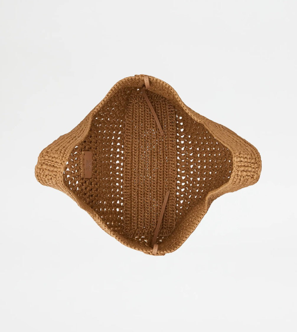 Tod's Medium Woven Tote Bag With Leather Logo Patch