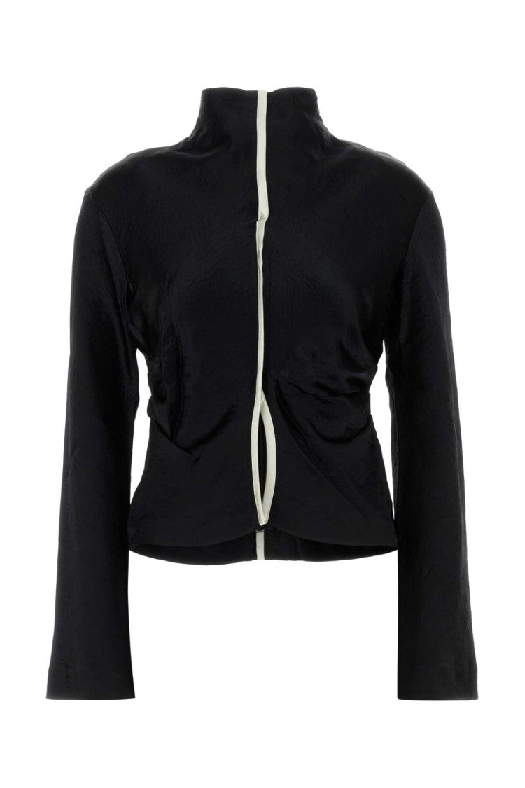 Nanushka Black Satin Domini Blouse