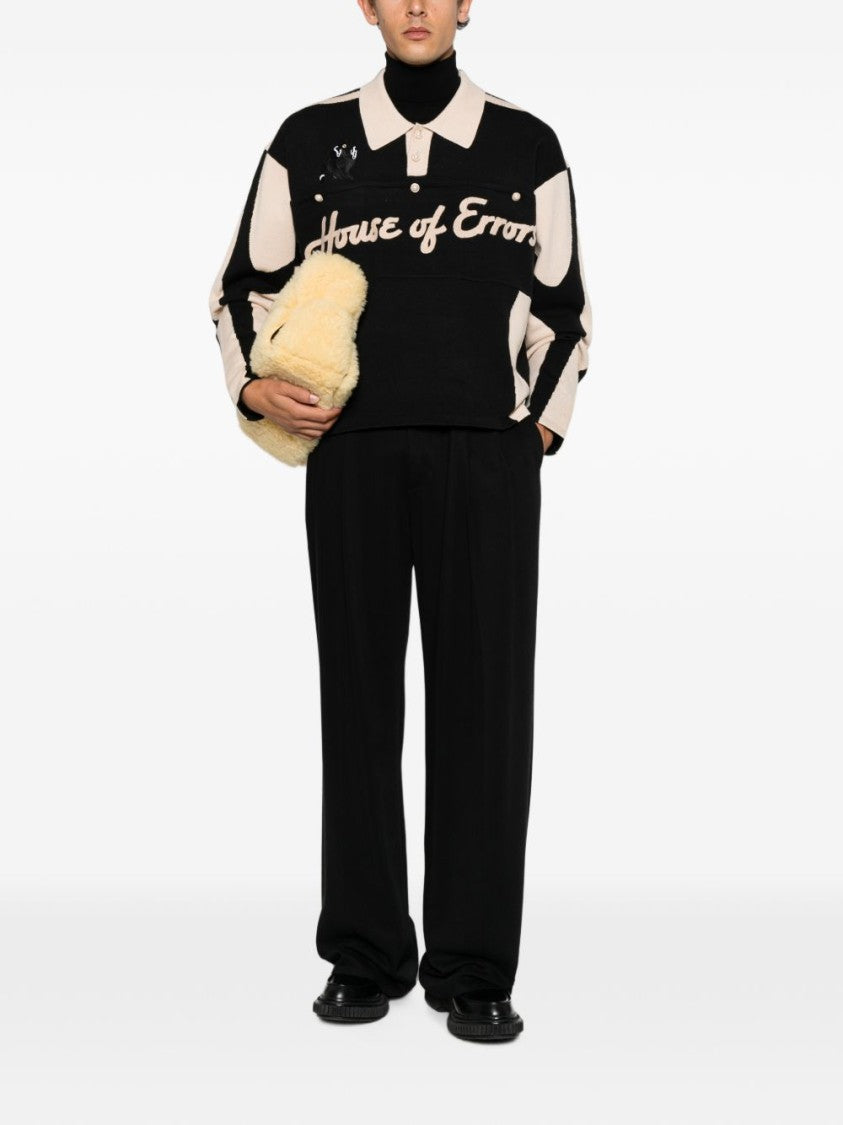 House Of Errors Black Color Block Polo Sweatshirt