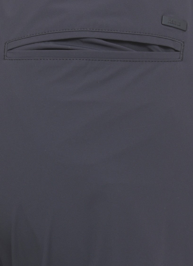 Herno Blue Tech Fabric Straight-Leg Pants