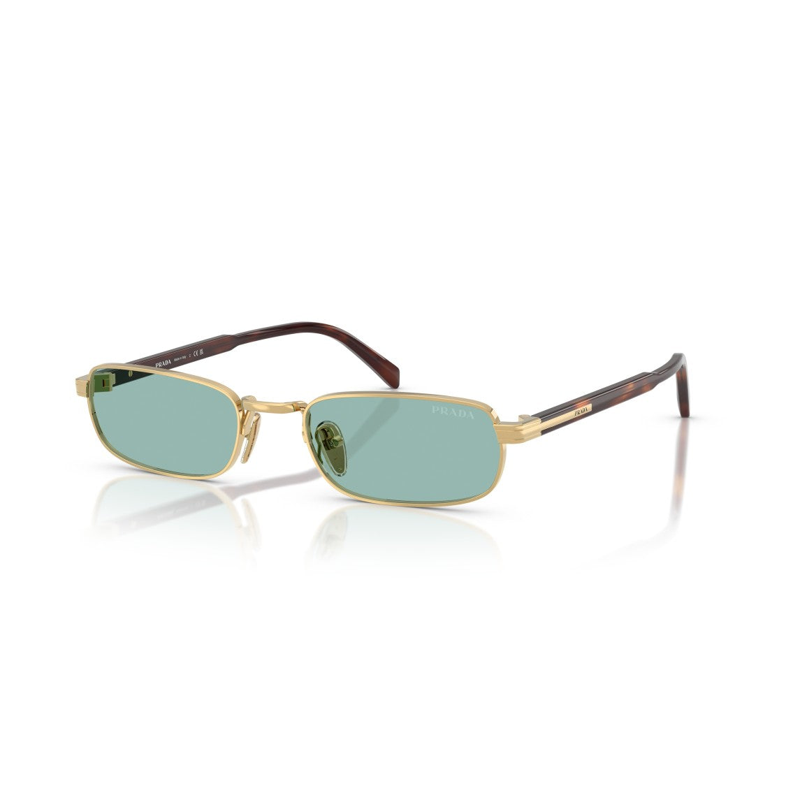 Prada 0Pr B54s Gold-Tone Metal Rectangular Sunglasses