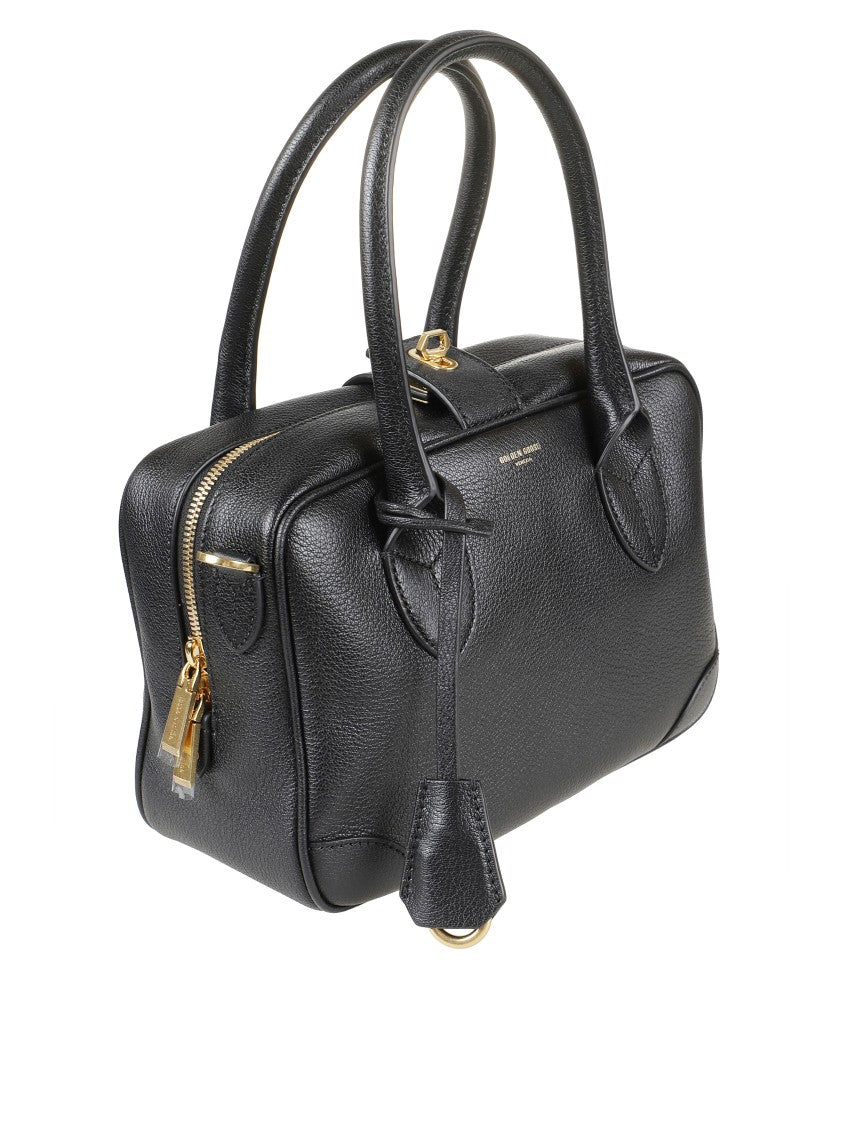 Golden Goose Structured Black Leather Handbag With Gold-Tone Hardware