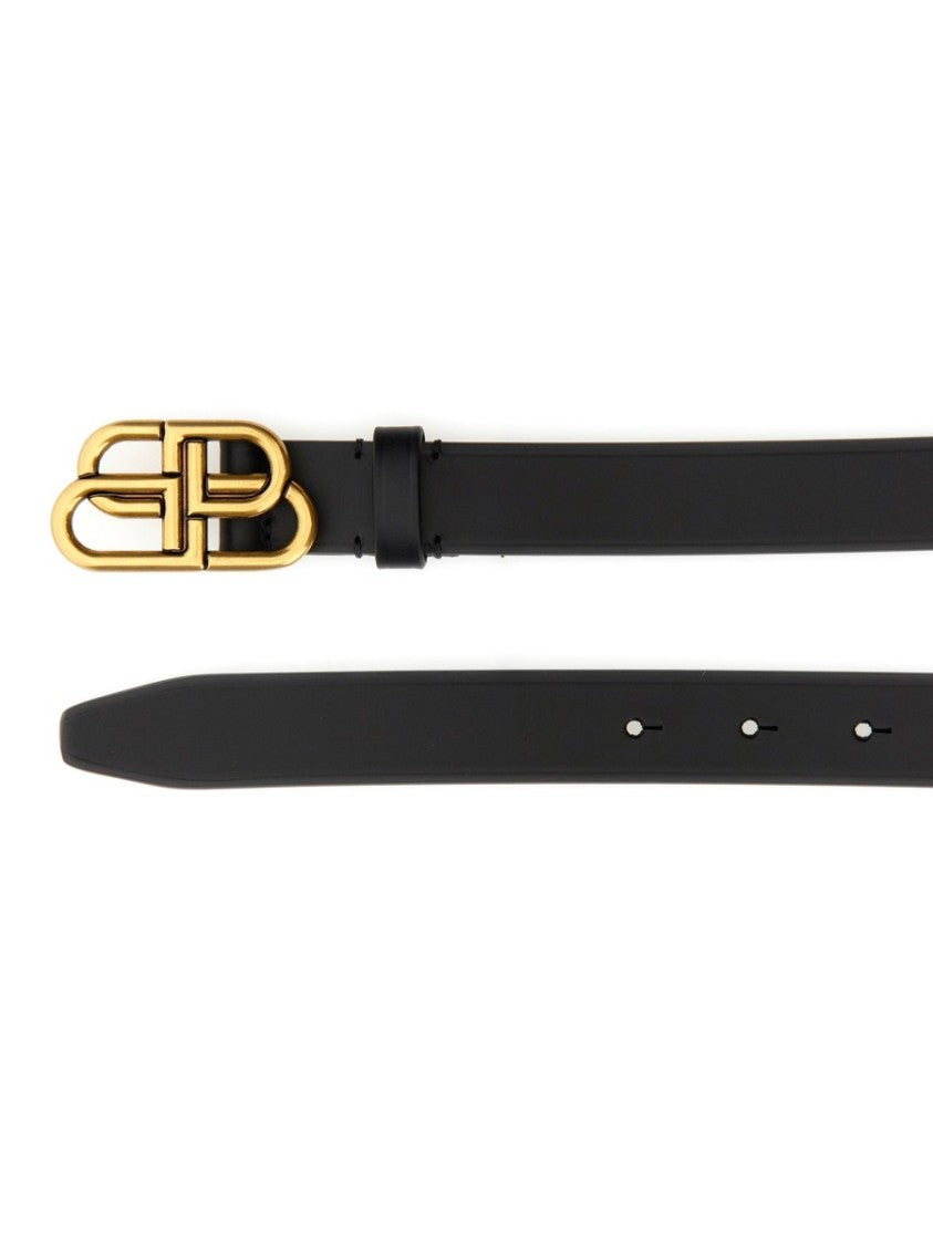 Balenciaga Bb Thin Double B Buckle Leather Belt