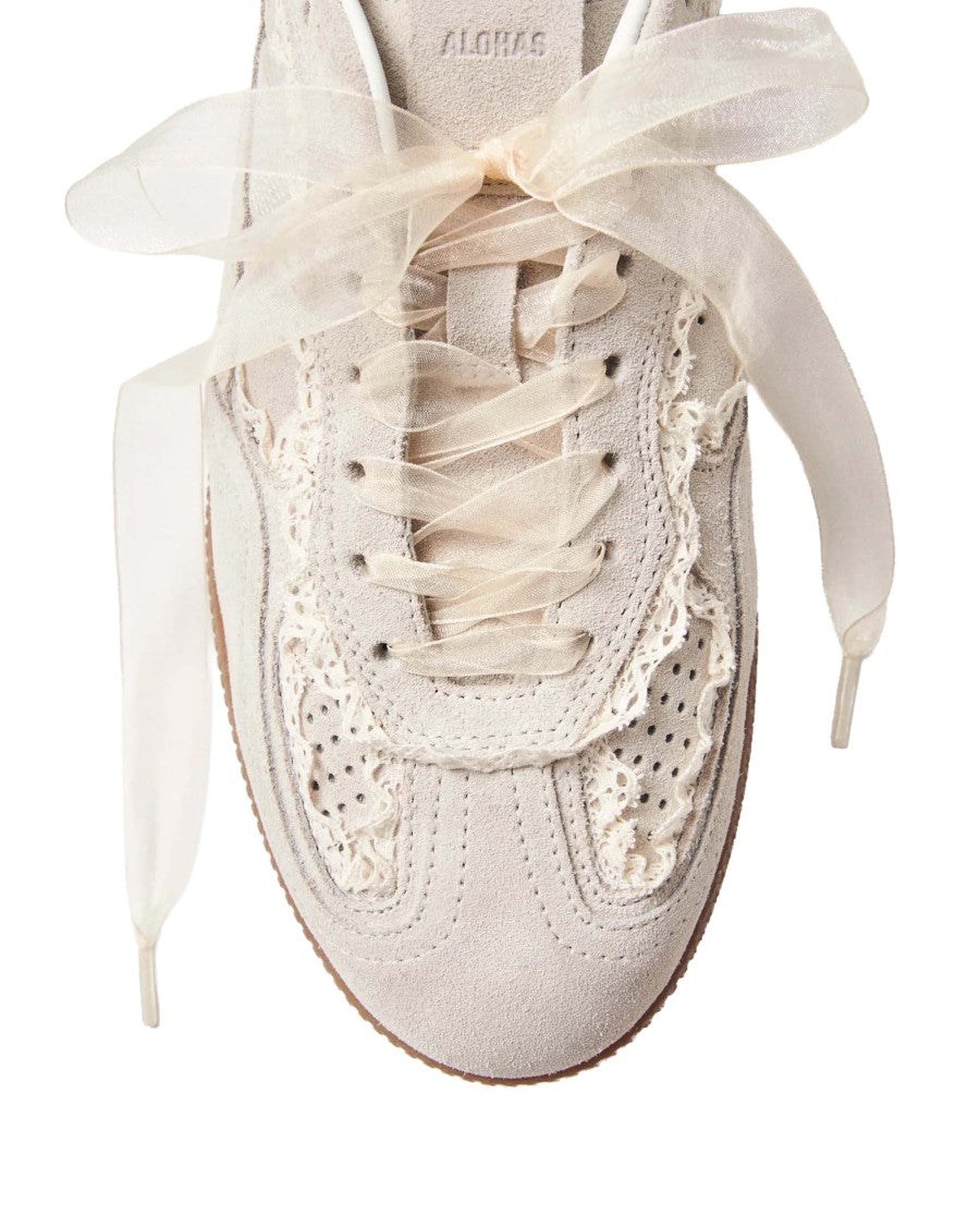 Alohas Low Silhouette Suede Sneakers With Crochet Detail