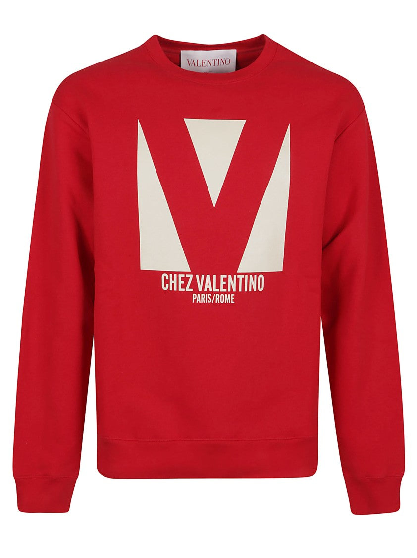 Valentino Vibrant Red Cotton Jersey Sweatshirt