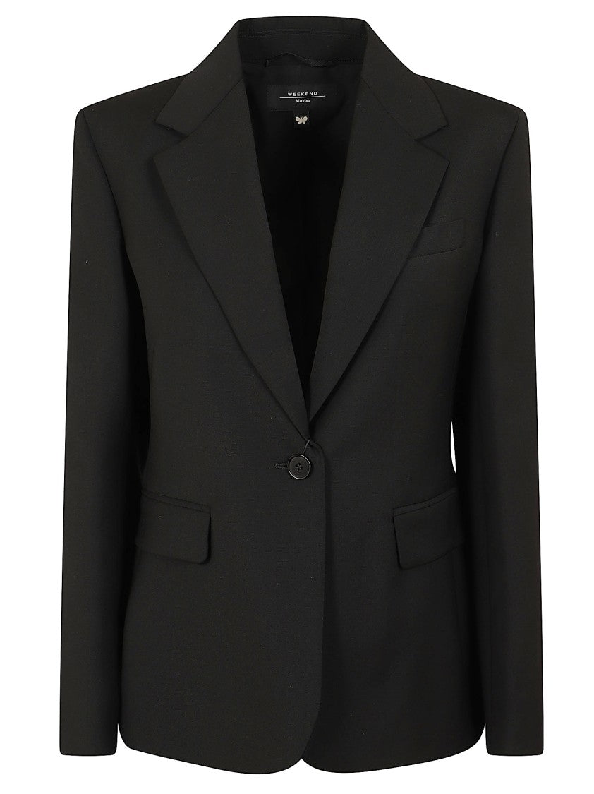 Max Mara Black Pure Wool Natural Stretch Blazer