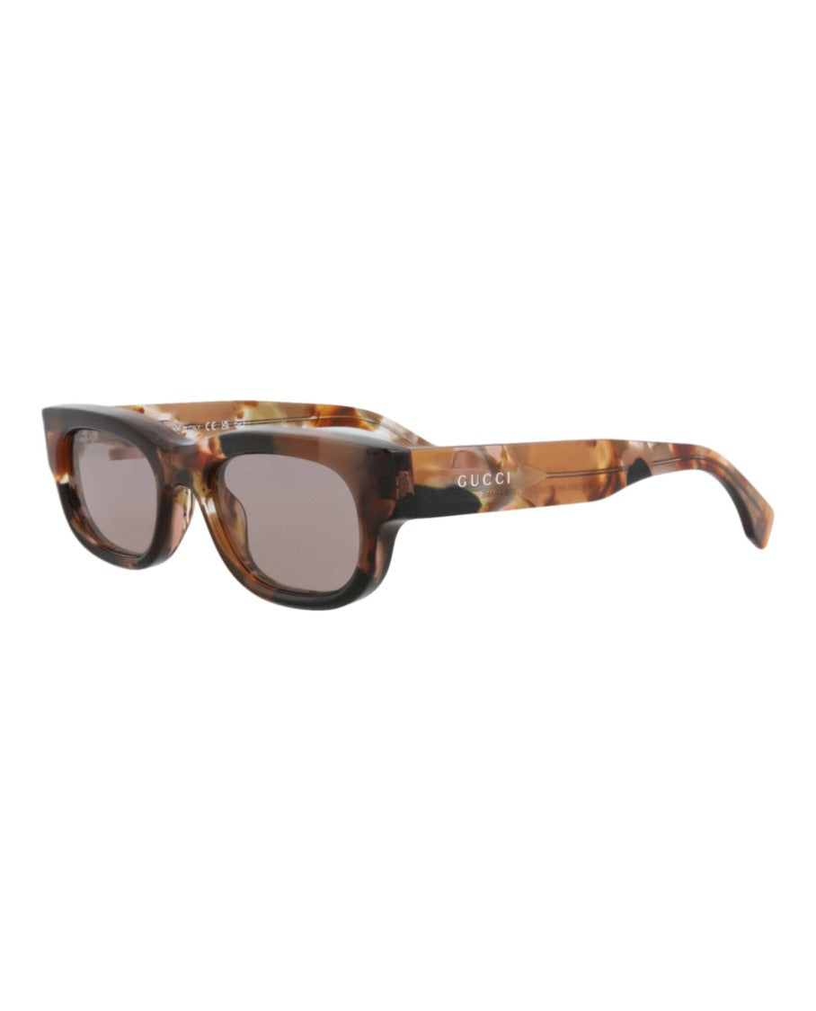 Gucci Square-Frame Recycled Acetate Sunglasses With Tortoiseshell Pattern