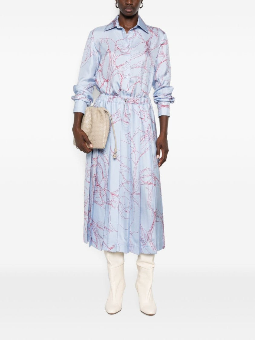 Fabiana Filippi Pleated Abstract Pattern Midi Skirt